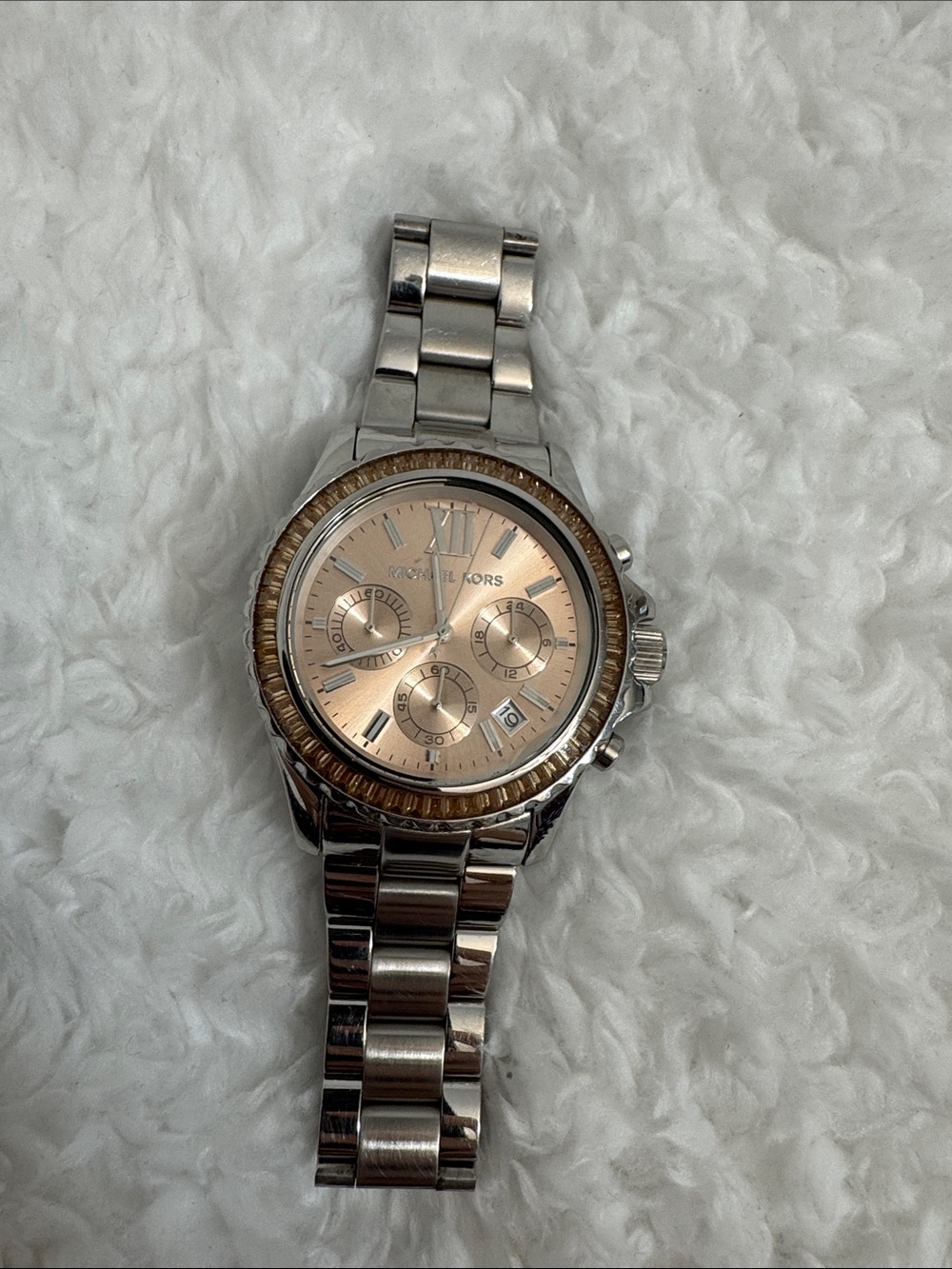 Michael Kors Silver Bracelet Watch with Rose Gold Dial